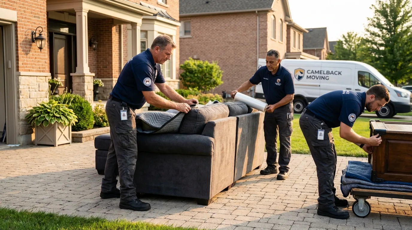 Large estate moving crew wrapping furniture in Culloden, WV